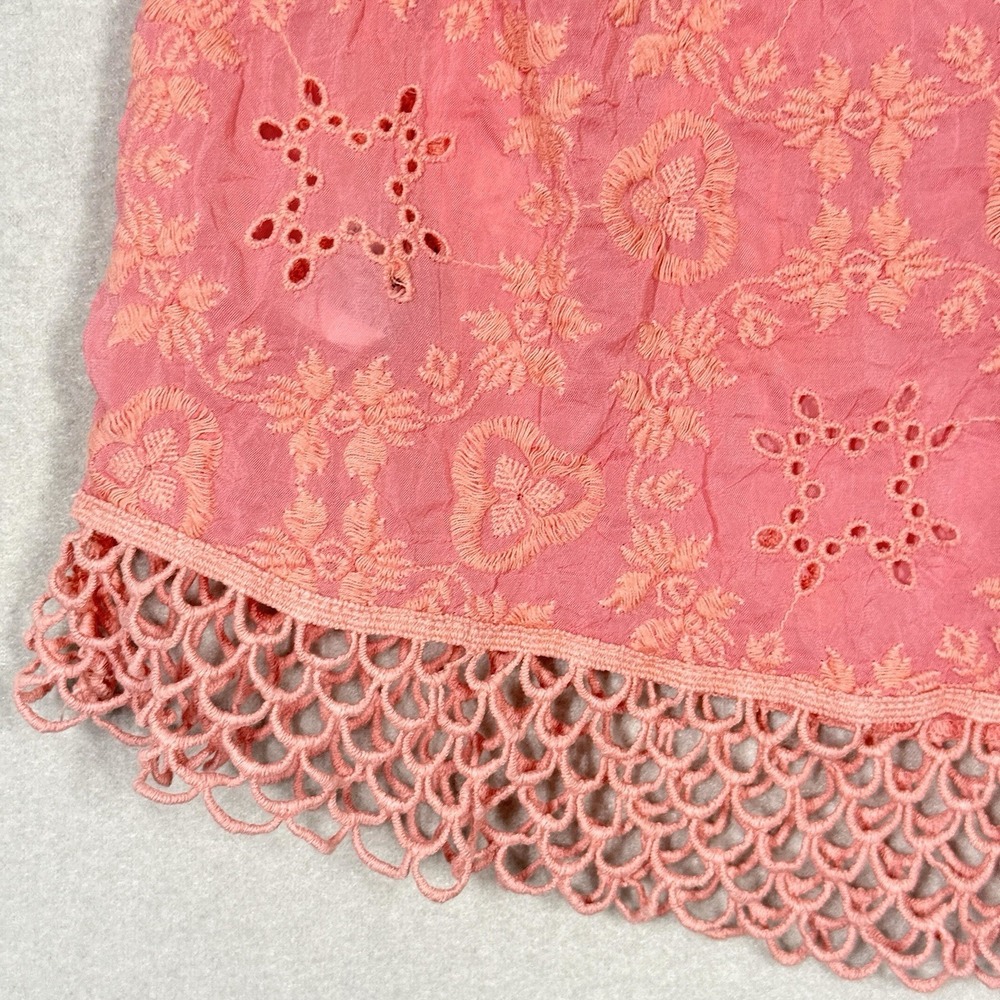 Johnny Was Top Womens Small Quynn Embroidered Floral Eyelet Crochet Tank Pink - Picture 12 of 15